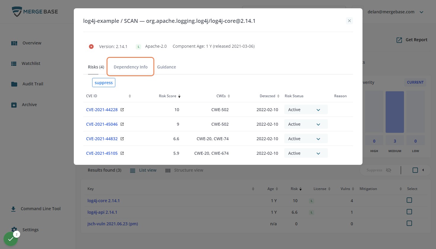 Click on Dependency Info