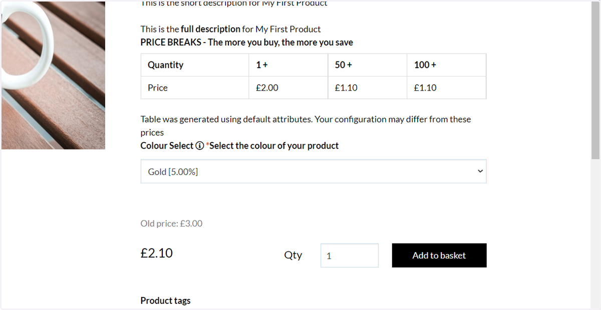 Your attribute and defined options will be selectable on the product page