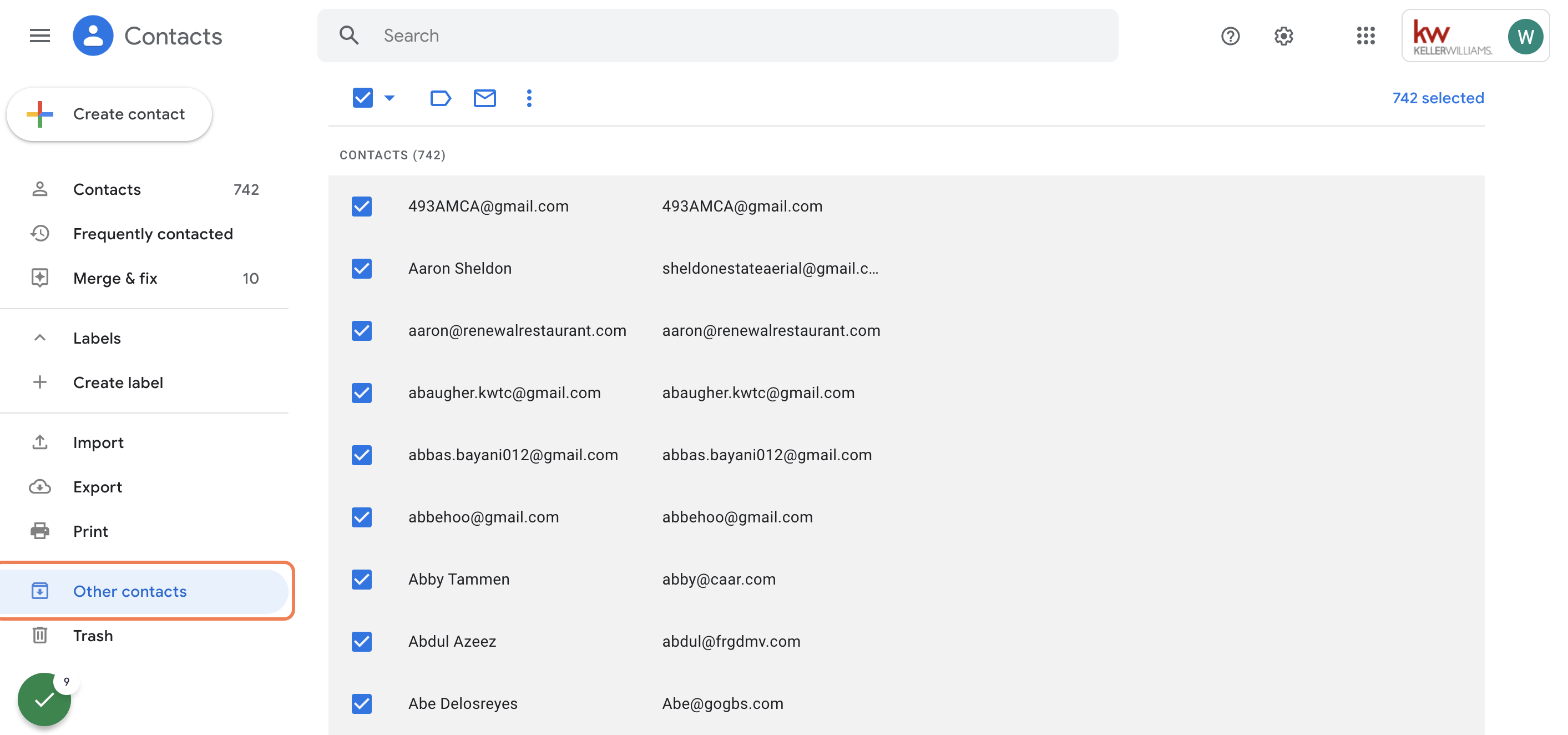 NEXT - Click on Other contacts
