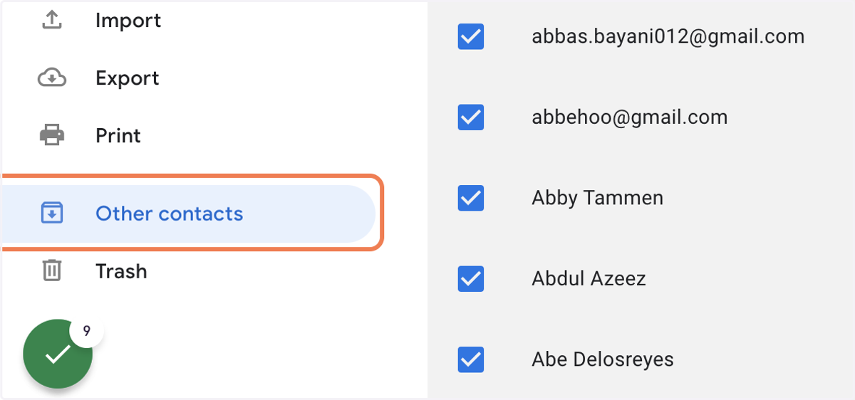 NEXT - Click on Other contacts