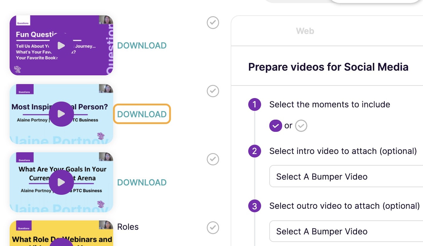 Select the Moment you want to feature and click DOWNLOAD.