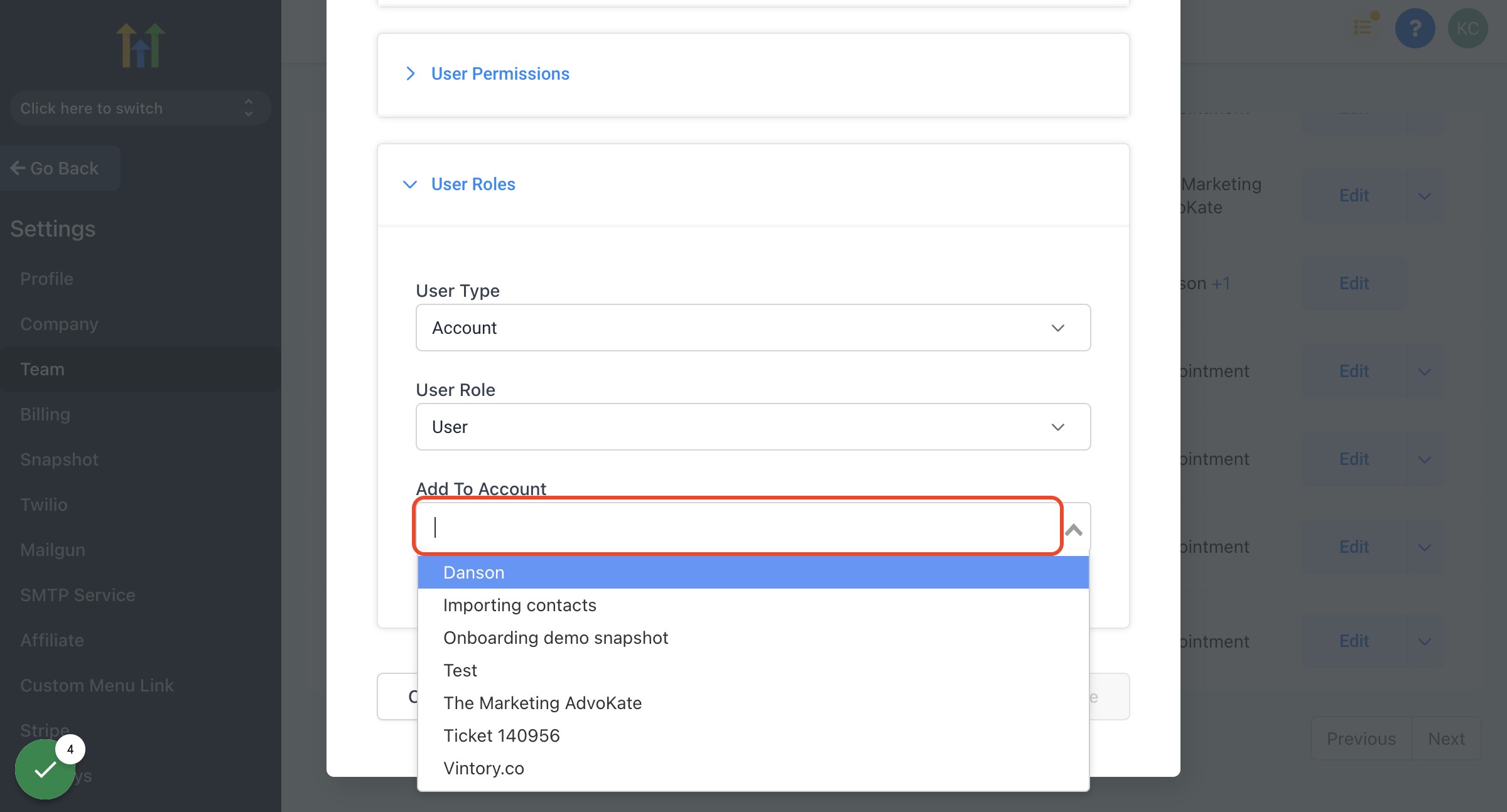 Click on Search for option