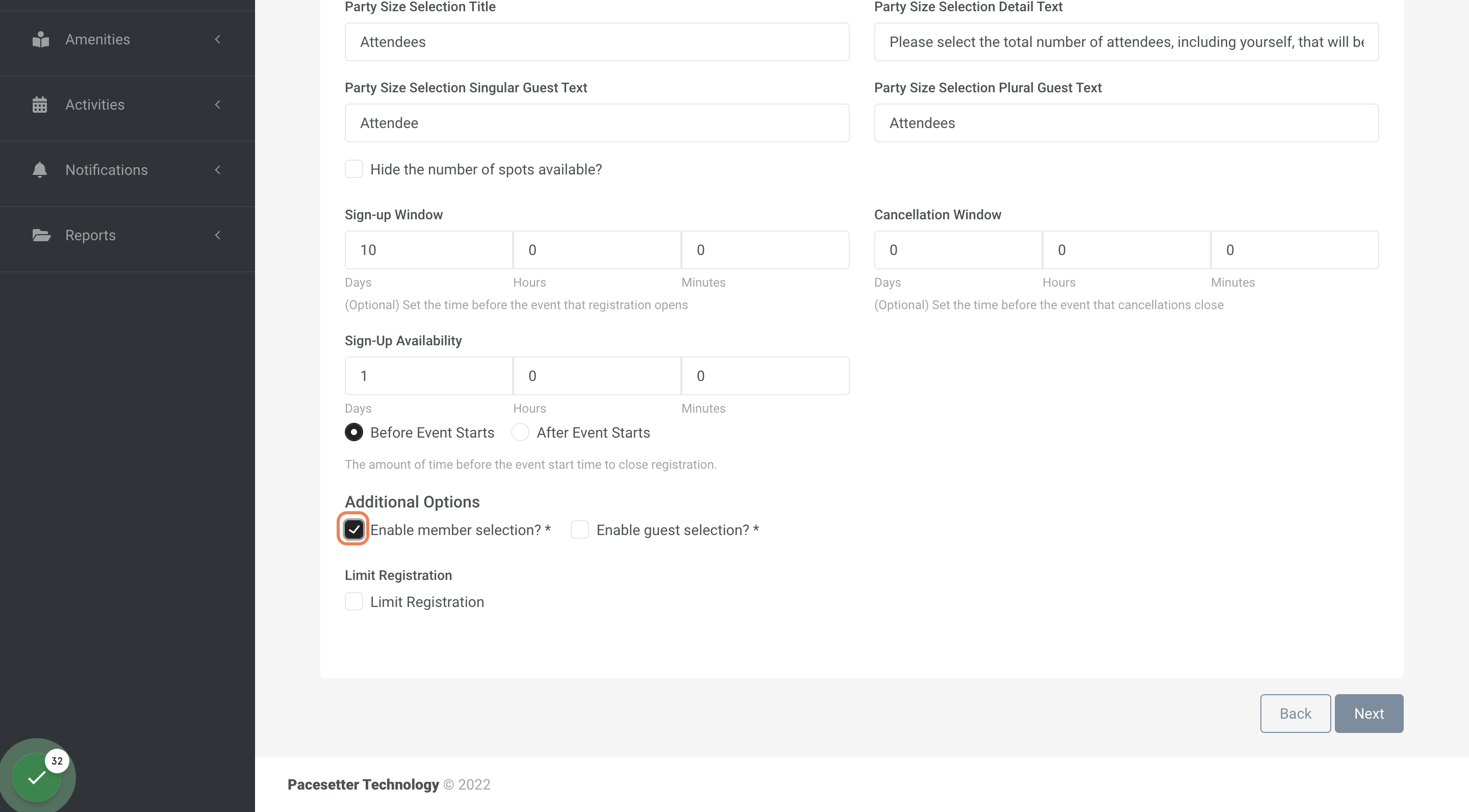 Check Enable member selection?