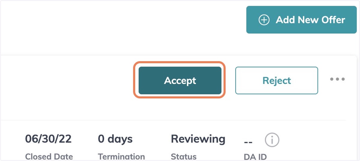 Click on Accept when offer is Accepted