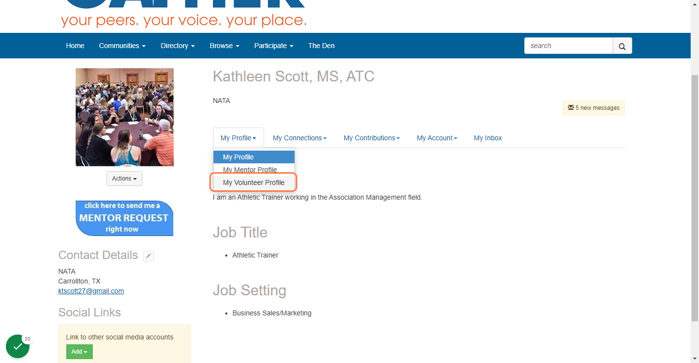 Click on My Volunteer Profile