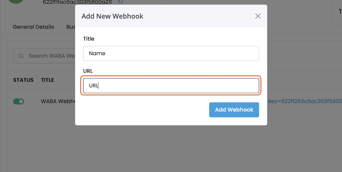 Type Webhook Name & URL and Click on Add Webhook
