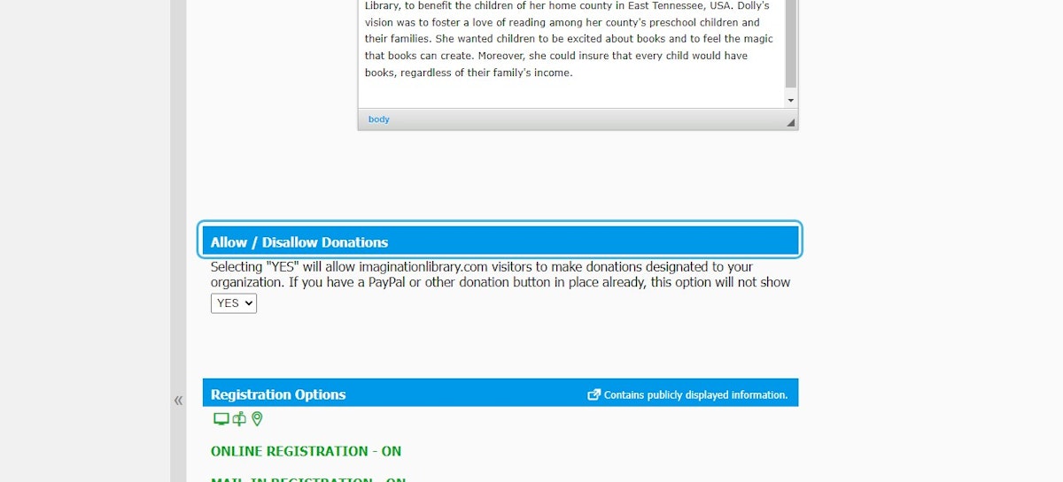 Click on Allow / Disallow Donations