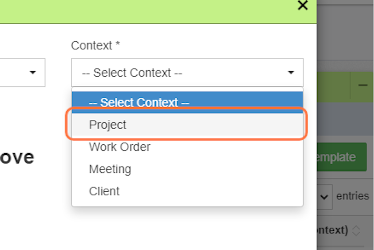 Select "Project" as the Context
