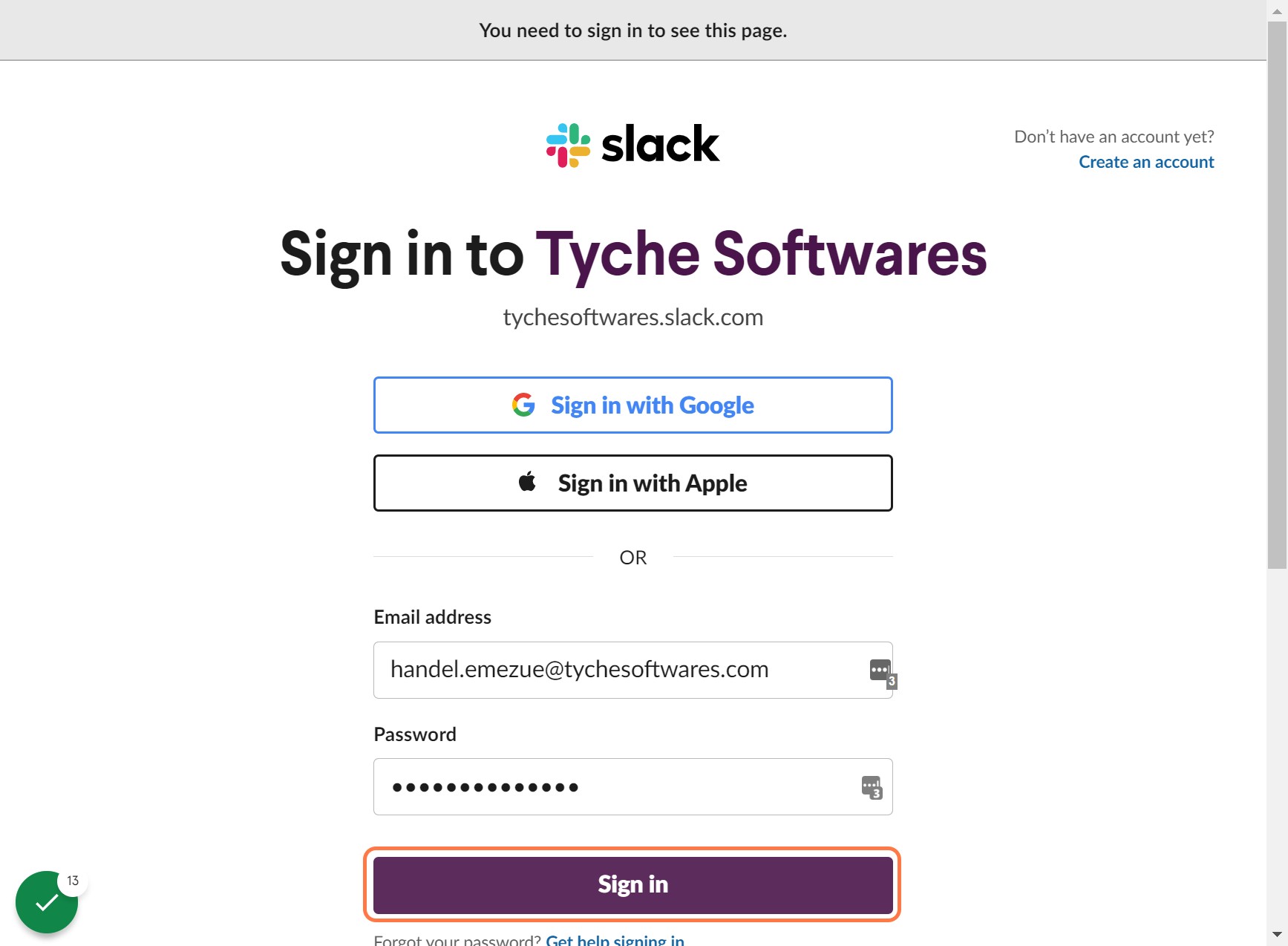 Click on Sign in