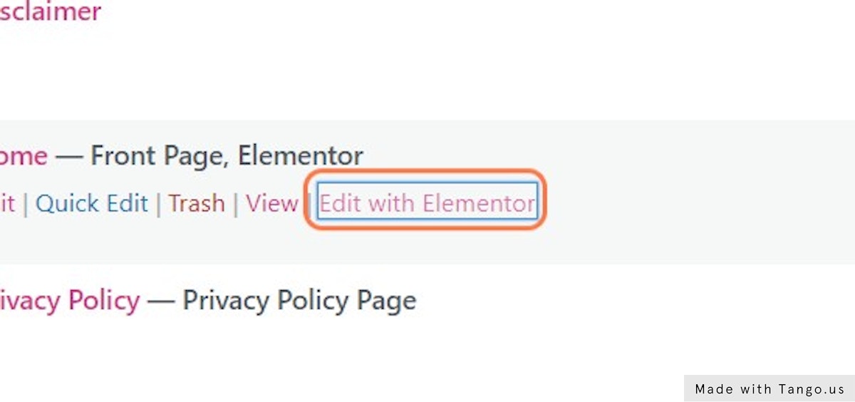 Click on Edit with Elementor
