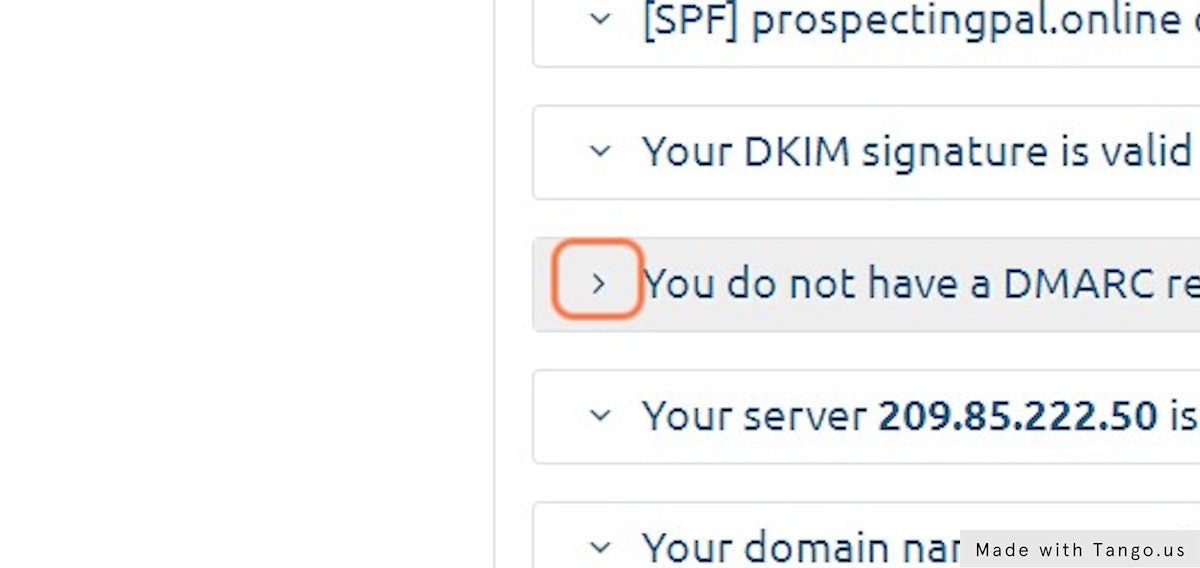 Click on  "You do not have a DMARC record"