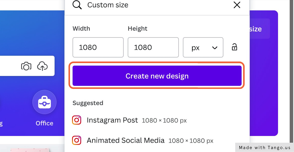 Click on Create new design.