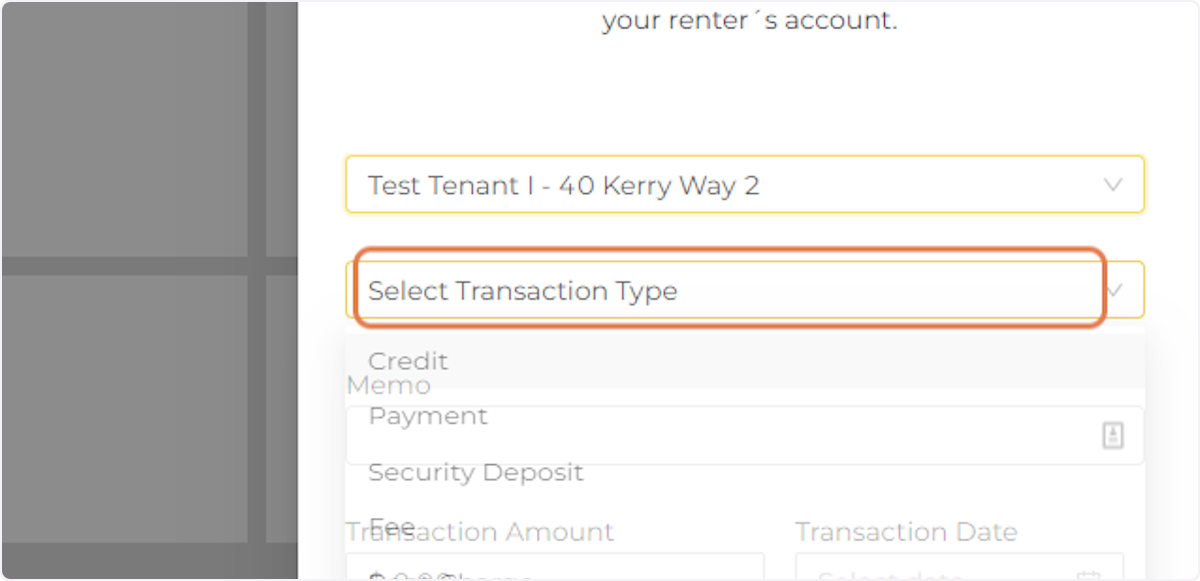 Select The Transaction Type