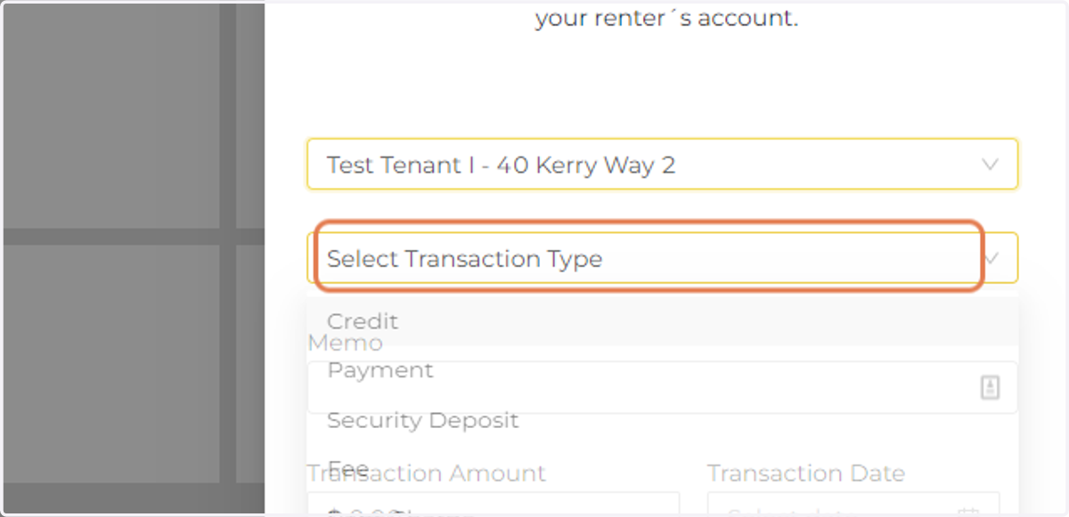 Select The Transaction Type