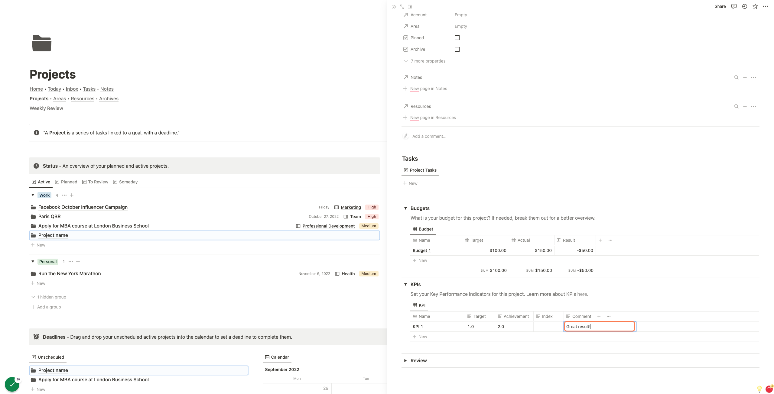 Add a comment to your KPI if needed