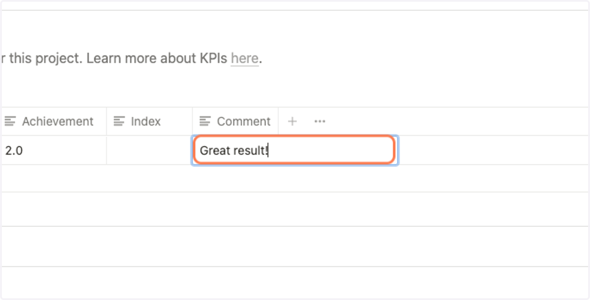 Add a comment to your KPI if needed