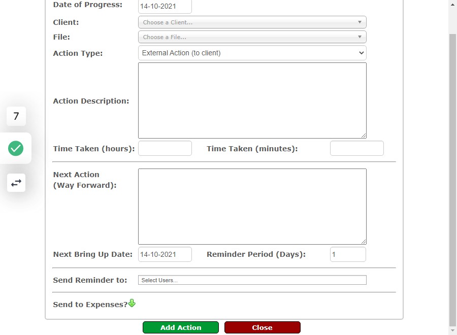 A file Progress/Bring Up form will pop out