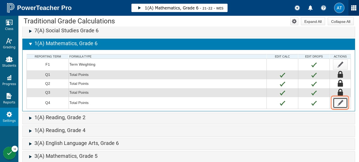 Click on Edit (the pencil) to the right of any one term
