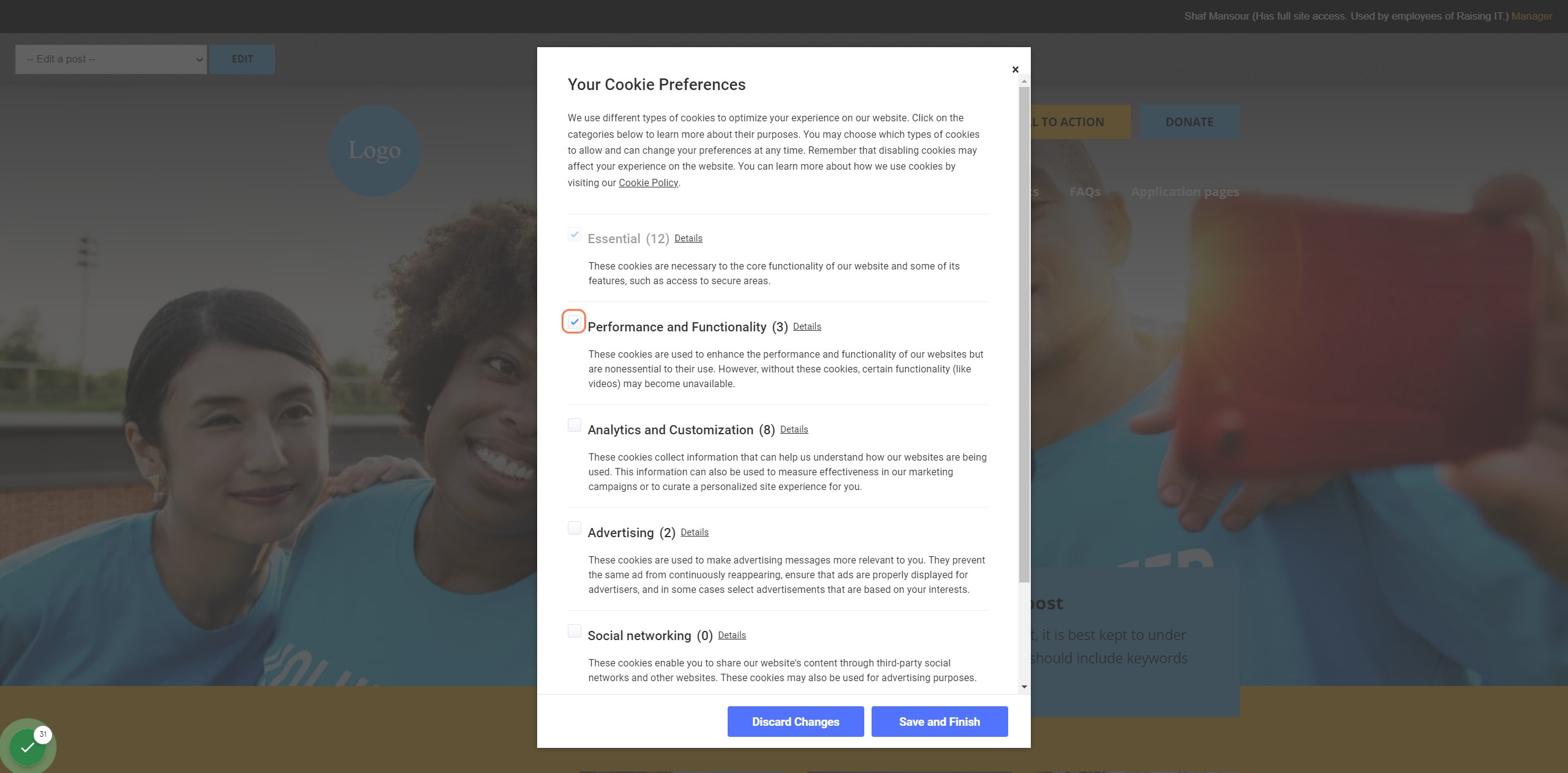 Preferences can be configured
