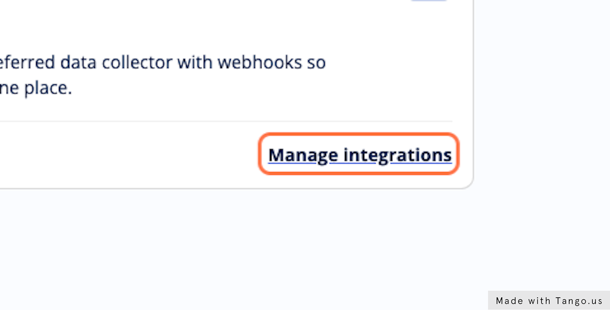 Click on Manage integrations