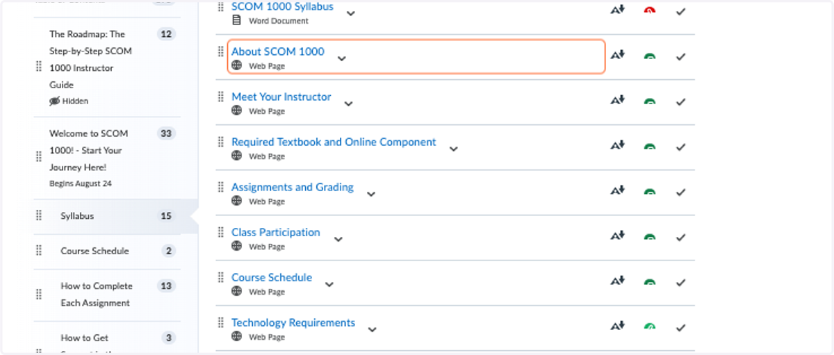 Syllabus: A deconstructed syllabus with easy access links to course policies and information