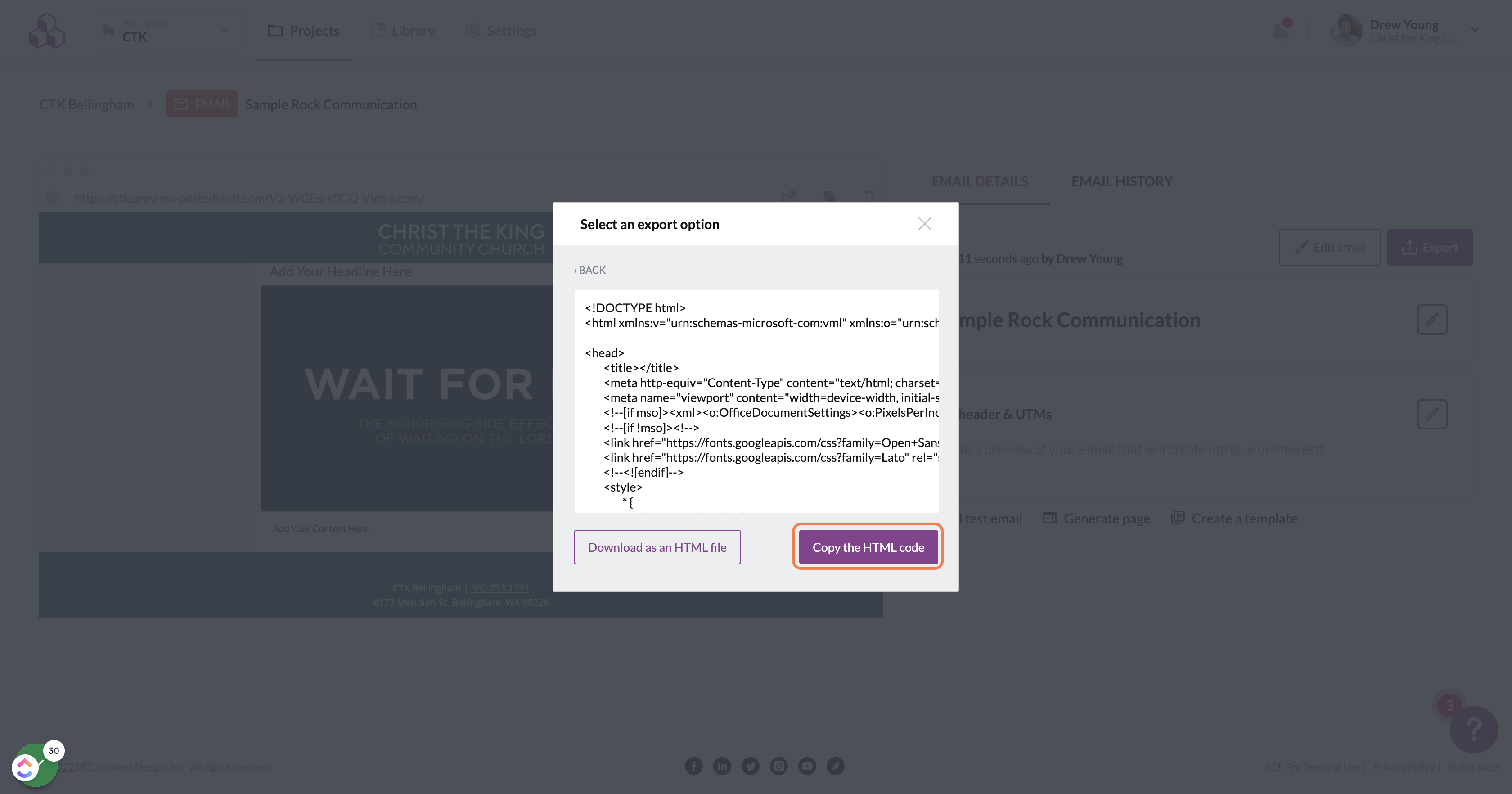 Click "Copy the HTML Code"