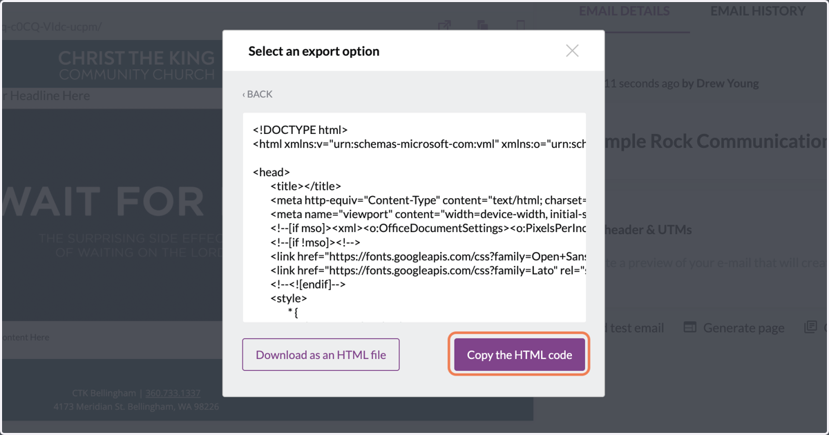 Click "Copy the HTML Code"