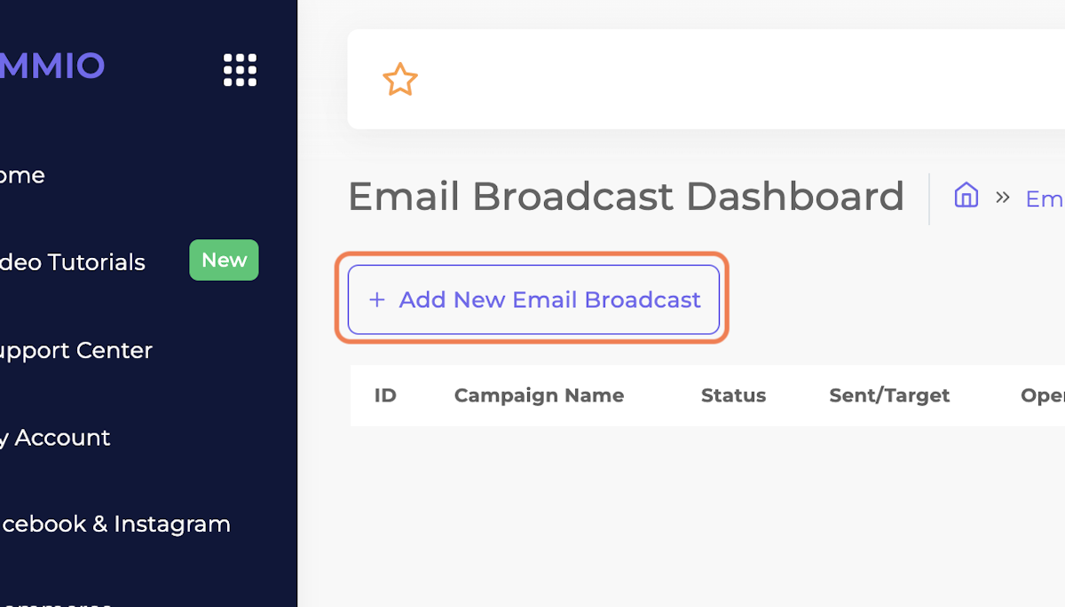 Click on Add New Email Broadcast