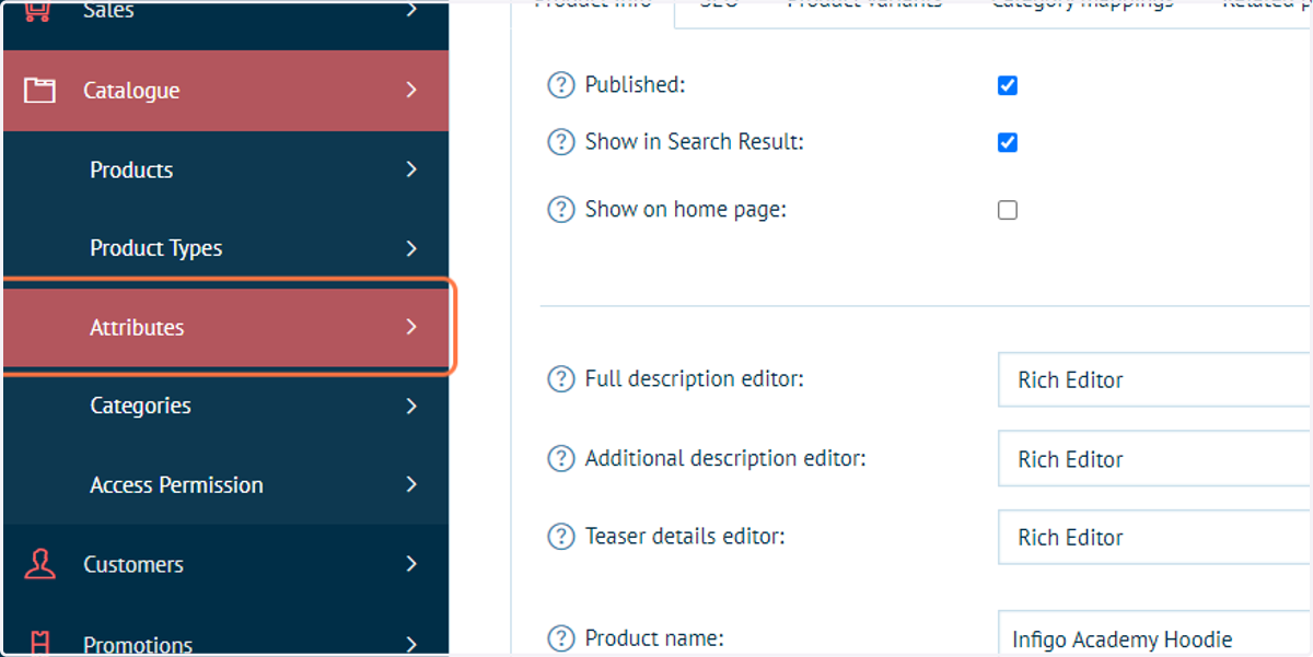 Click on Attributes