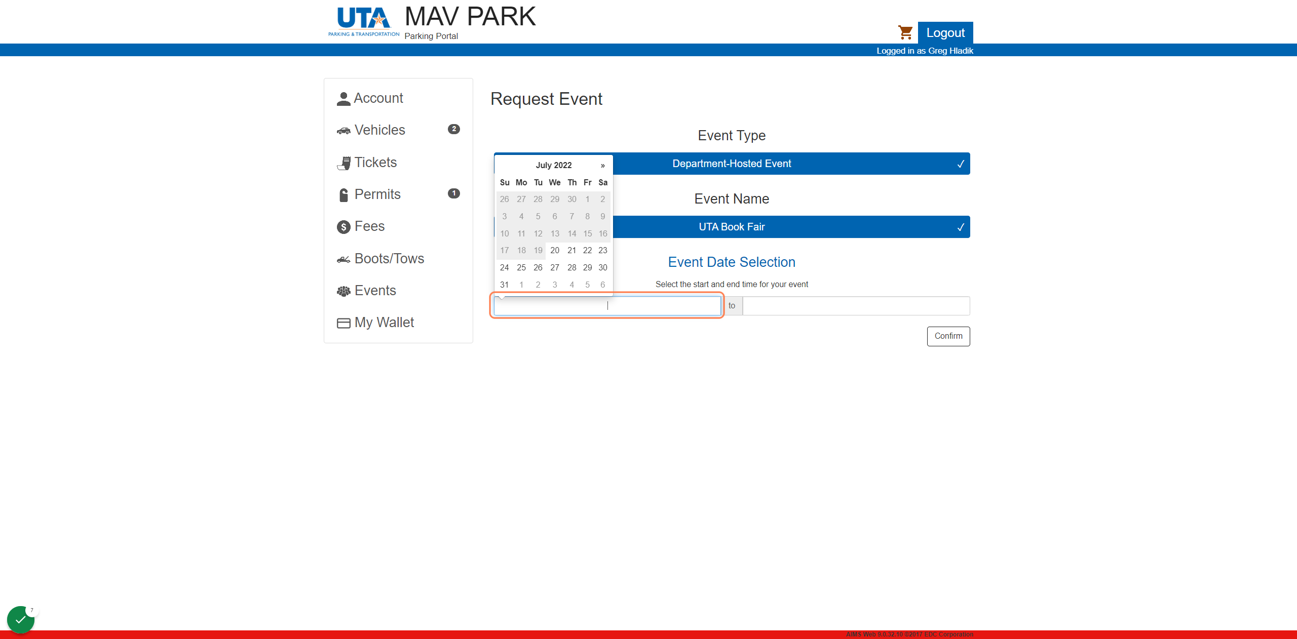 Click on start date and time and end date and time.