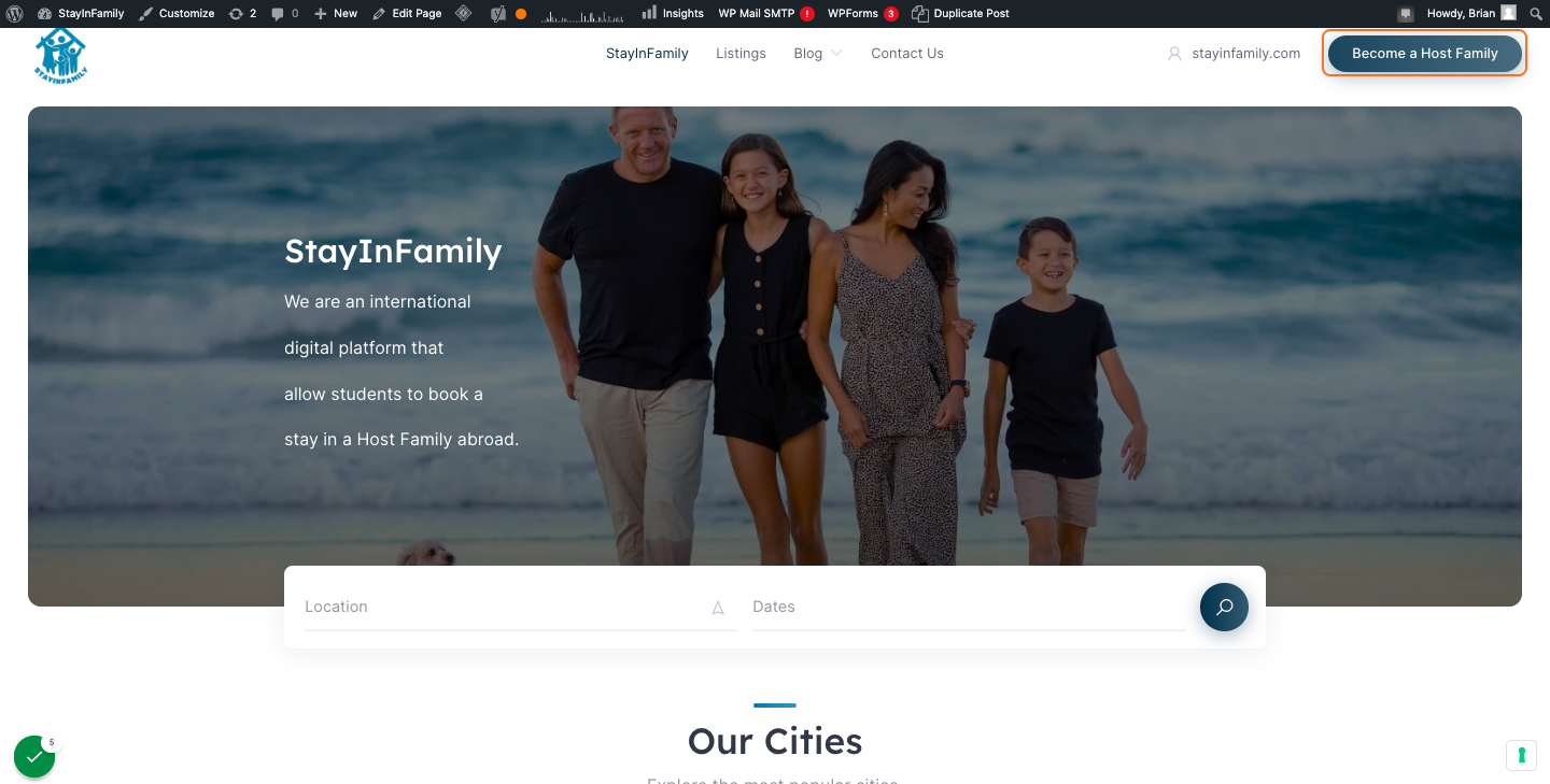 Click on "Become a Host Family"