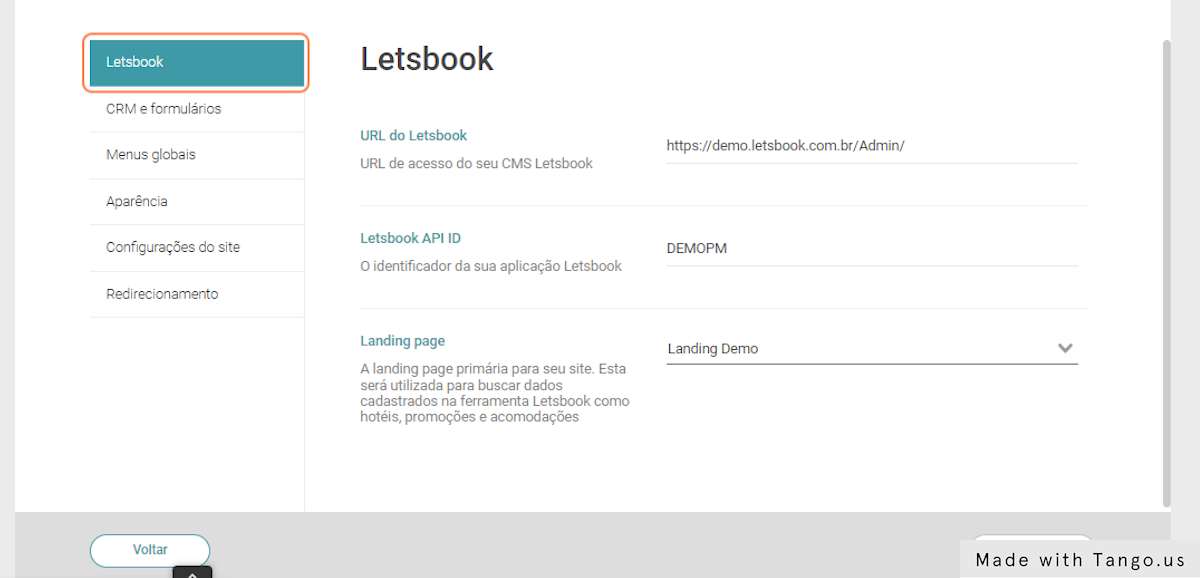 Configurações Letsbook