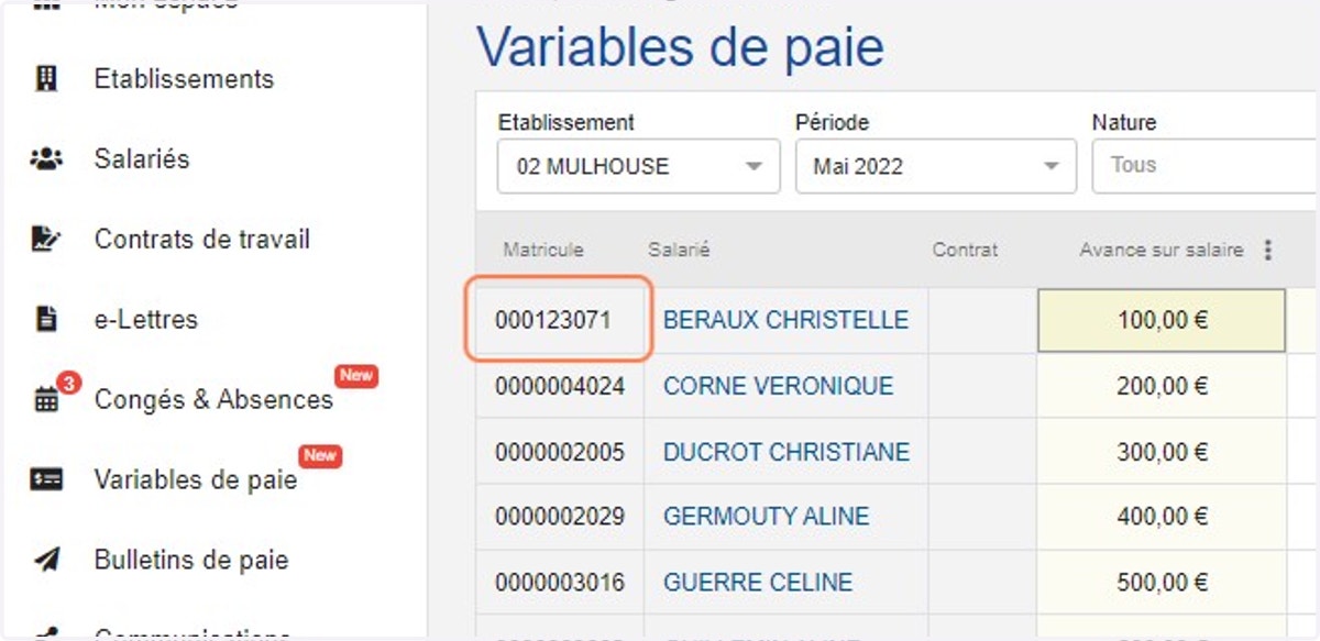 Bienvenue sur le tableau des variables de paie