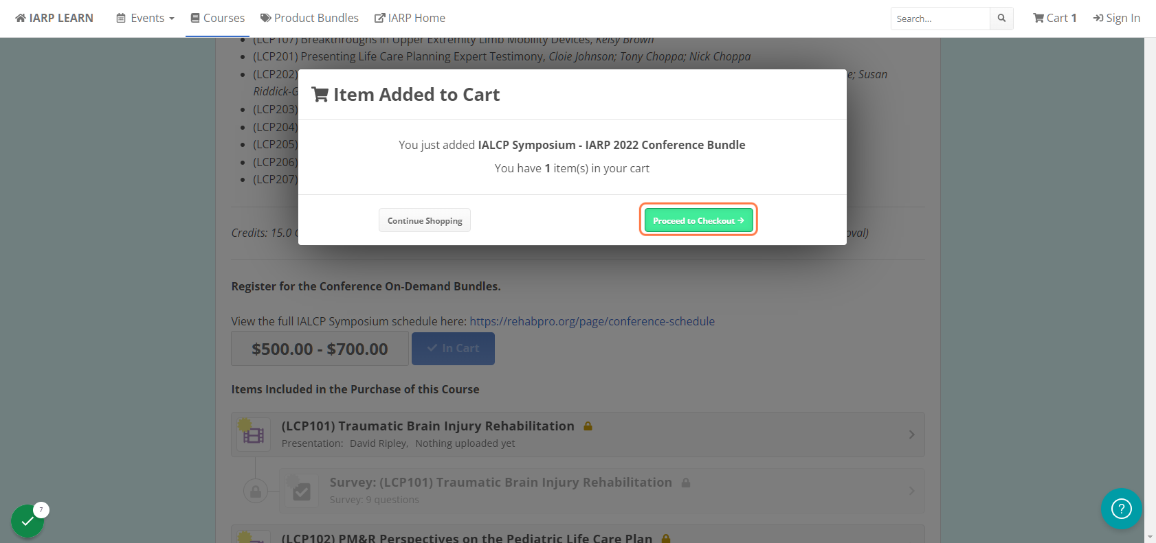 Click on Proceed to Checkout