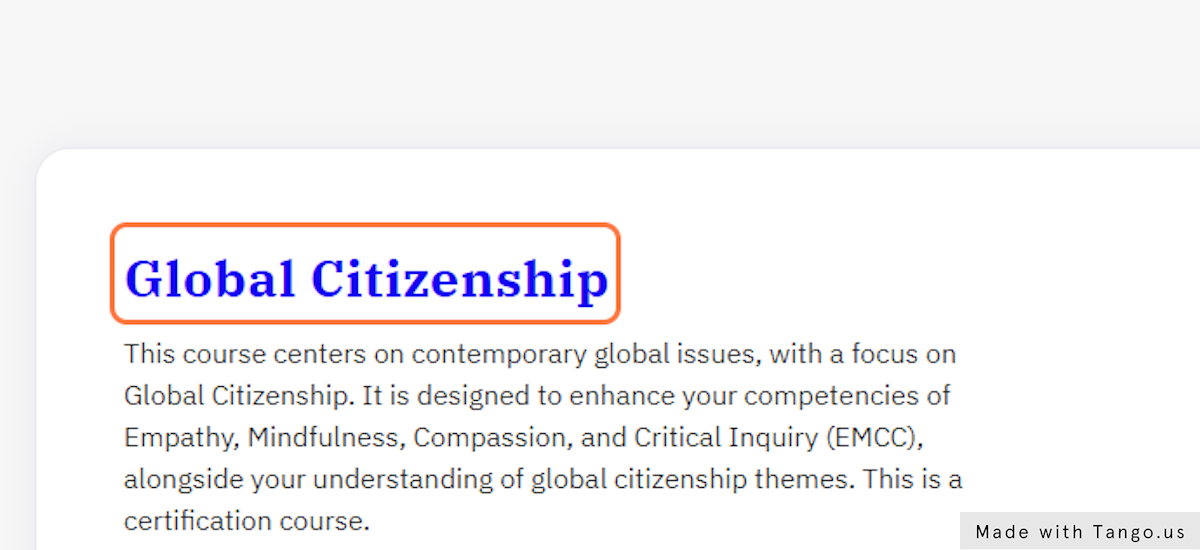 Click on Global Citizenship