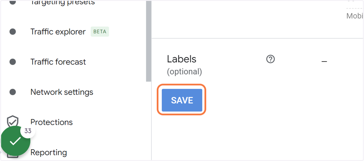Follow the same steps as before then click on SAVE