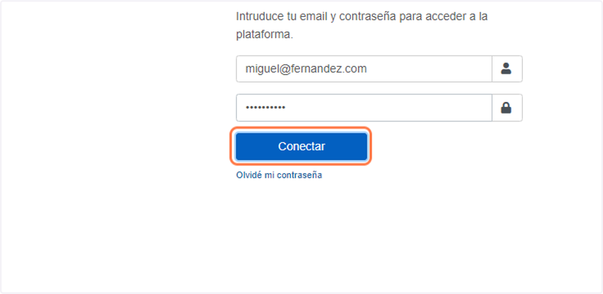 Pulsa a conectar para entrar en la plataforma