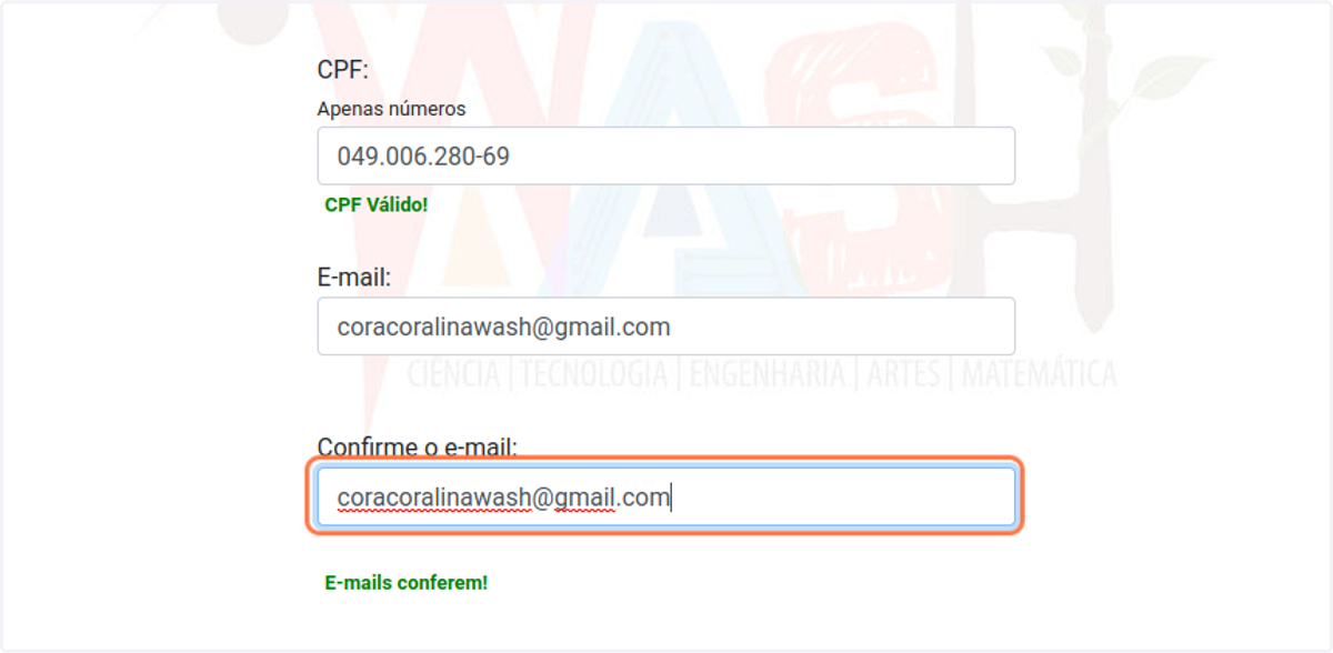Type "coracoralinawash@gmail.com"