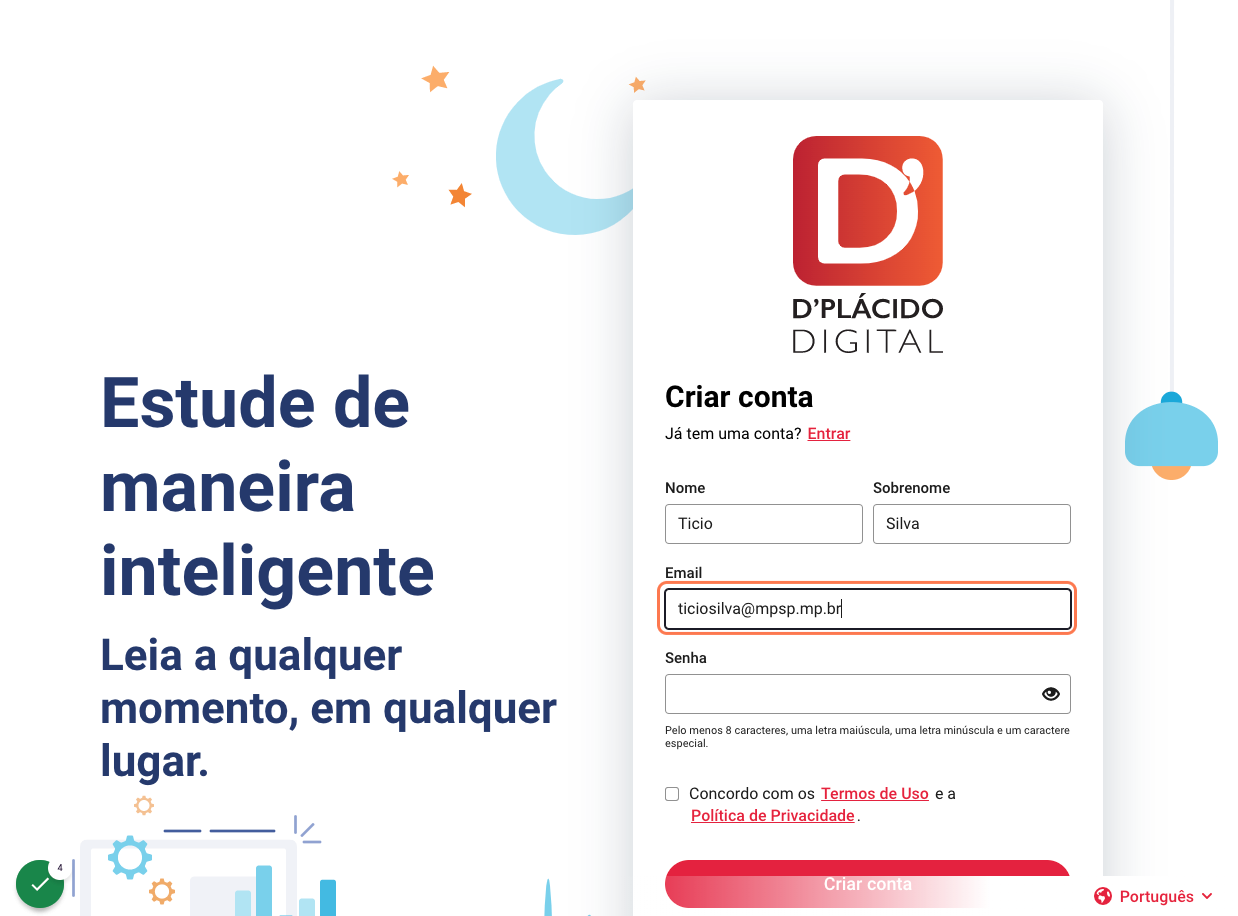 Digite o seu endereço de e-mail institucional