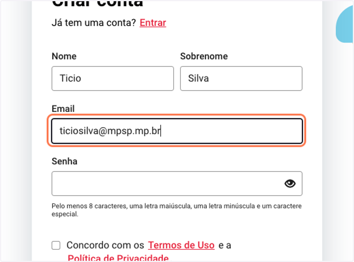 Digite o seu endereço de e-mail institucional