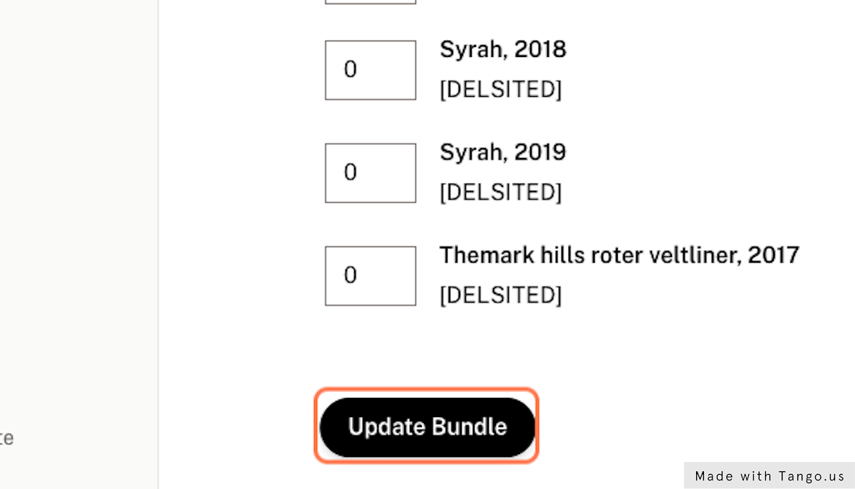 Click on Update Bundle to save