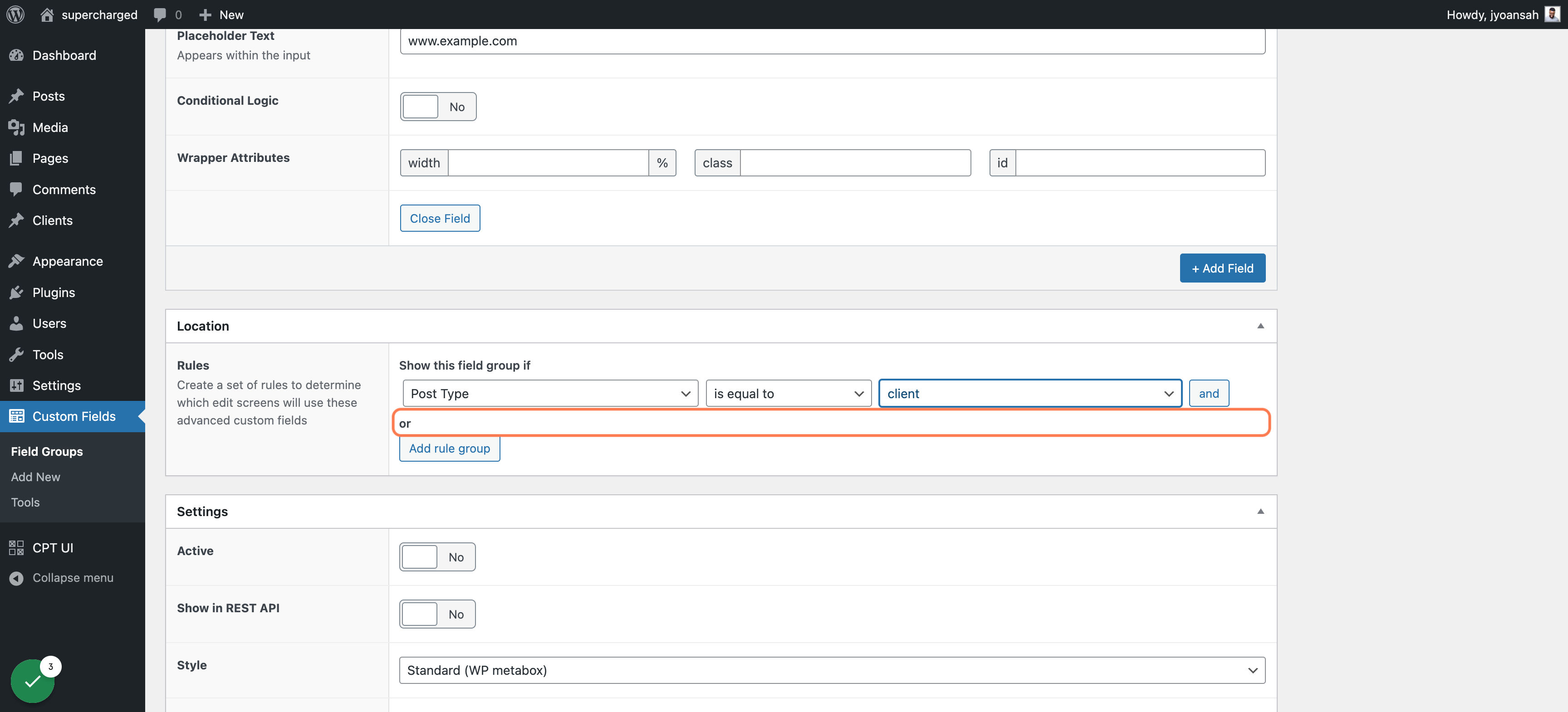 Select client