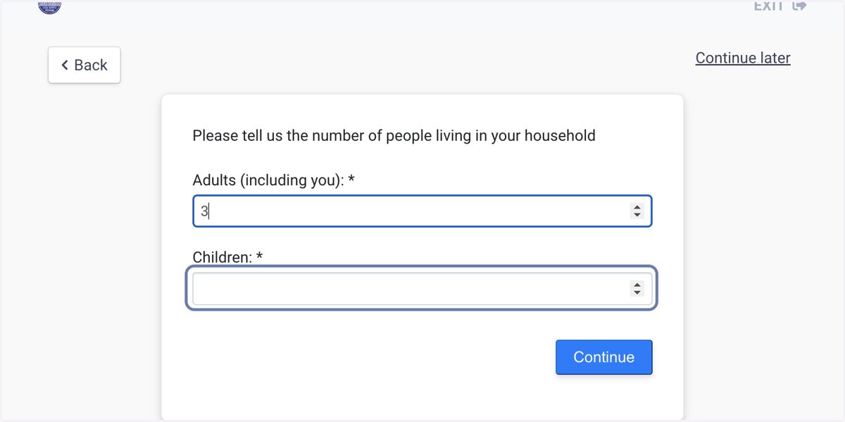 Enter your Household Information