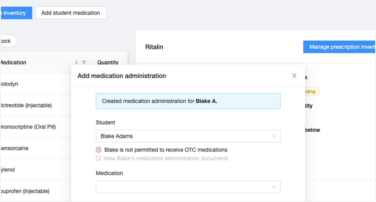 Verify medication administration created