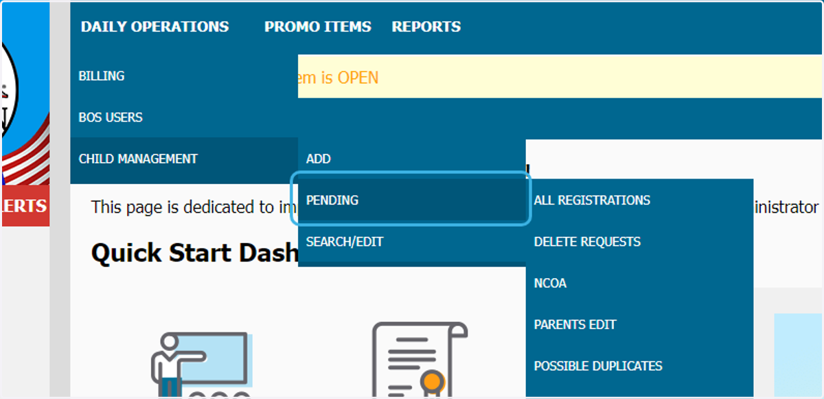 Click on PENDING