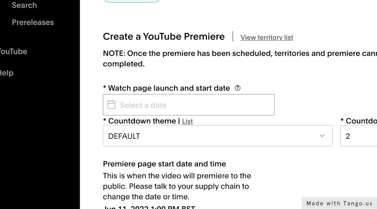 Select the box under Watch page launch and start date