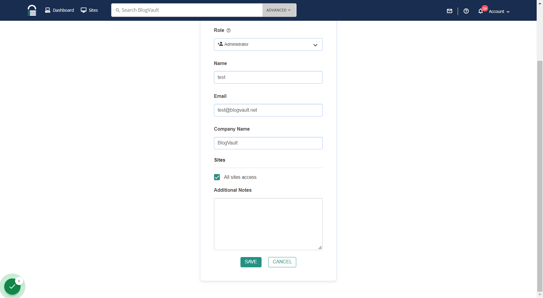 Select the sites you would like to give your team member access to