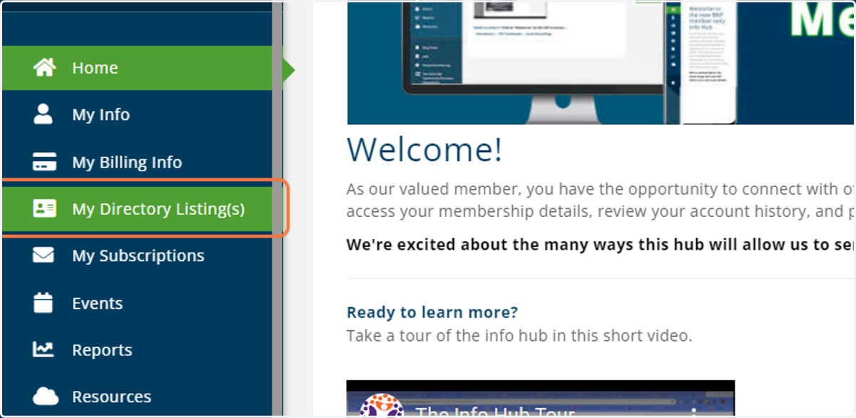 Click on My Directory Listing(s)