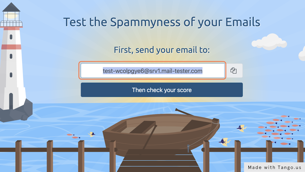 Copy the test email address they provide