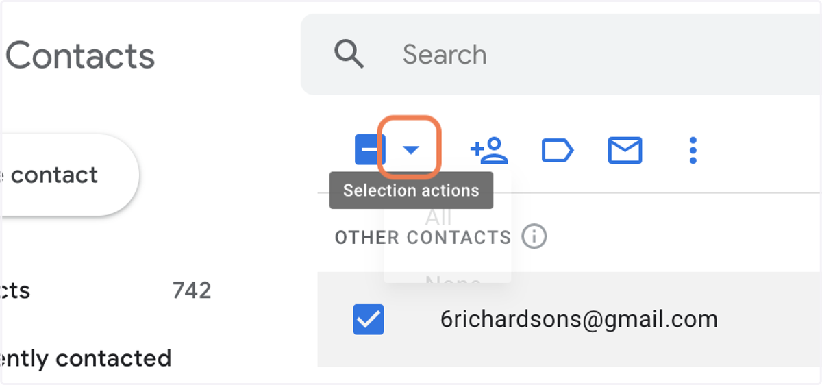 Click on Selection actions